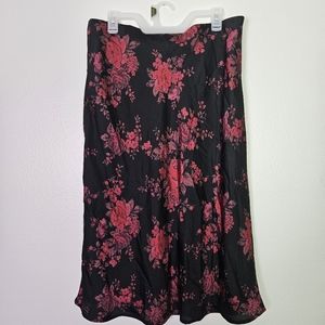 Satin feel floral midi skirt